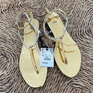 Zara metallic gold silver sandal
